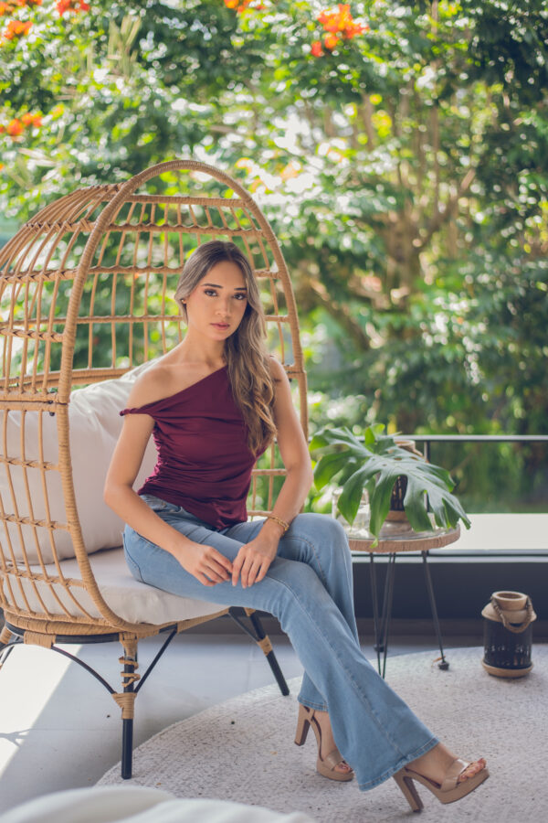 Blusa asimétrica con fruncido lateral Cód:7932 - Imagen 3