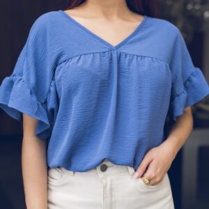 Blusa de corte relajado con escote en V Cód:6075