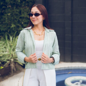 Blusa manga larga tipo lino Cód:4566