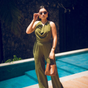 Palazzo con elástico en la cintura de conjunto Cód:5850