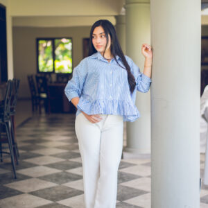 Blusa rallada con revuelo COD:6182